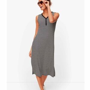 T by Talbots Stripe Sleeveless Henley Midi Dress Sz XS